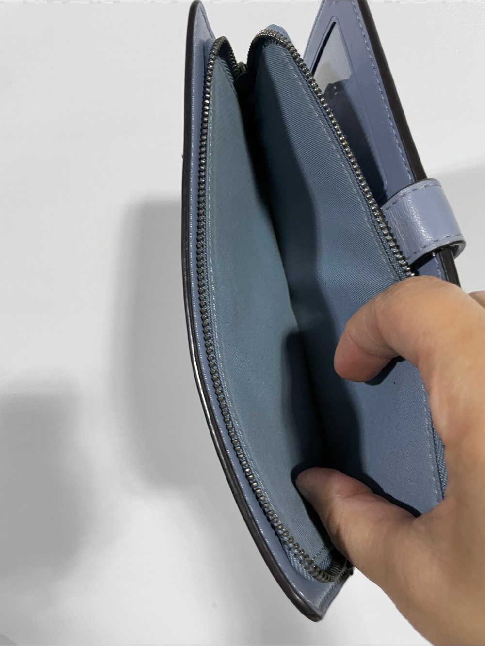 Coach Leather Zip Wallet - Dusty Blue Gray - Picture 6 of 7